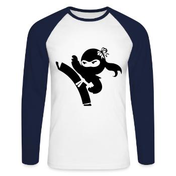 Ninja Mädchen - Unisex Baseballshirt langarm - Weiß/Navy - Vorne - Nik (191cm)
