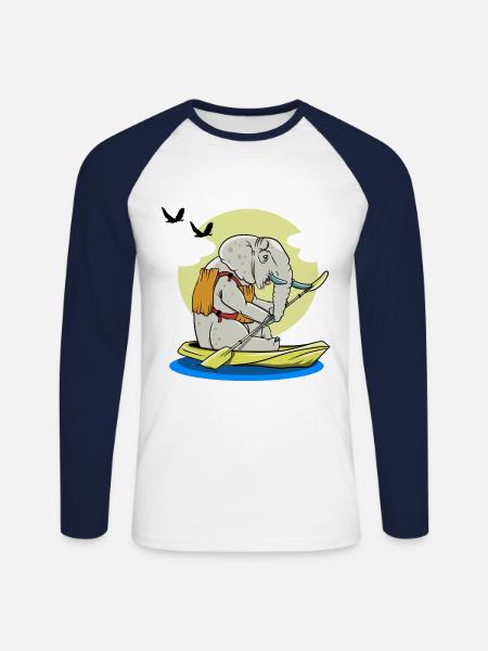 Elephant Kayaking Elephant Kayaking - Unisex Long Sleeve Baseball T-Shirt - white/navy
