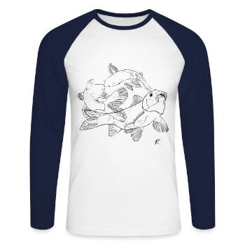 Koi carp - Unisex Long Sleeve Baseball T-Shirt - white/navy - Front - Nik (191cm)