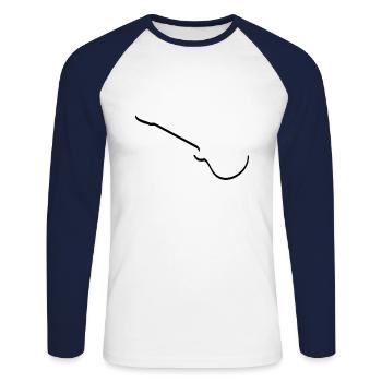 E Gitarre - Unisex Baseballshirt langarm - Weiß/Navy - Vorne - Nik (191cm)