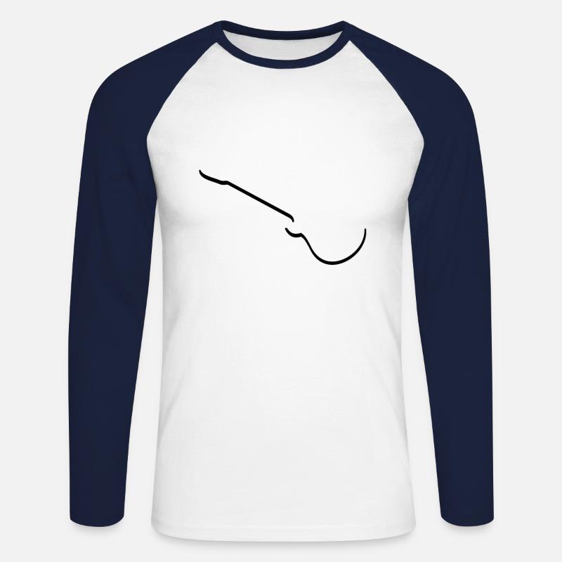E Gitarre - Unisex Baseballshirt langarm - Weiß/Navy
