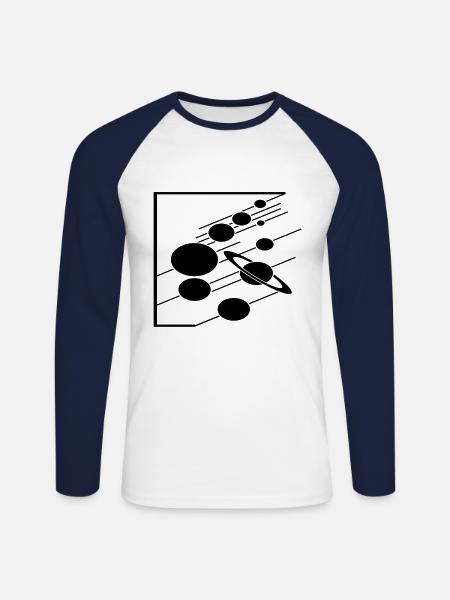 PLANETEN UNIVERSUM - Unisex Baseballshirt langarm - Weiß/Navy