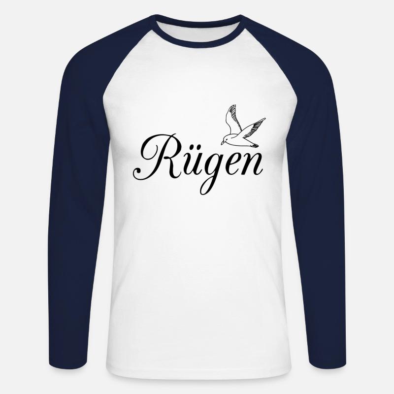 Rügen Möwe - Unisex Baseballshirt langarm - Weiß/Navy
