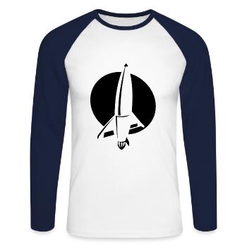 FUSÉE - T-shirt baseball manches longues Homme - blanc/marine - Devant - Nik (191cm)