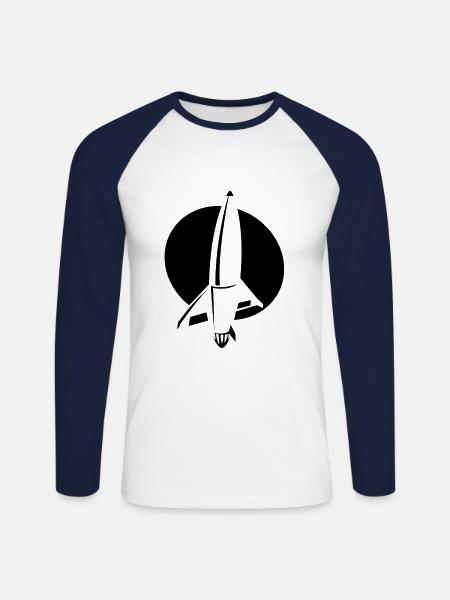 FUSÉE - T-shirt baseball manches longues Homme - blanc/marine
