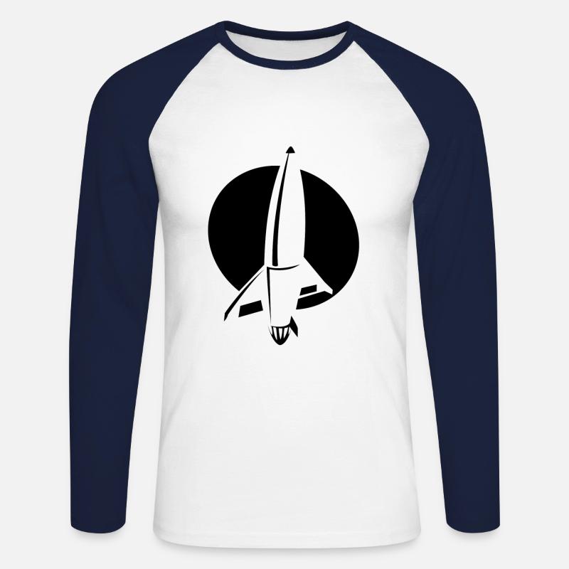 RAKETE - Unisex Baseballshirt langarm - Weiß/Navy