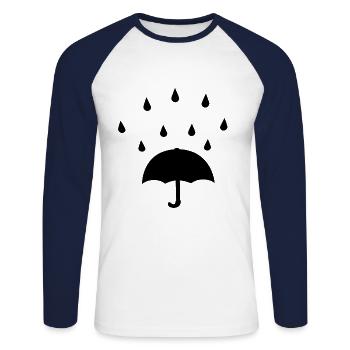 UMBRELLA WITH RAIN - Unisex Long Sleeve Baseball T-Shirt - white/navy - Front - Nik (191cm)