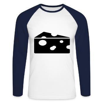 fromage - T-shirt baseball manches longues Homme - blanc/marine - Devant - Nik (191cm)