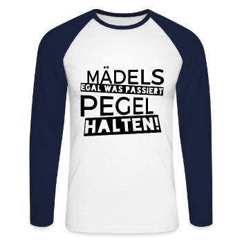 Les filles tiennent le niveau - T-shirt baseball manches longues Homme - blanc/marine - Devant - Nik (191cm)