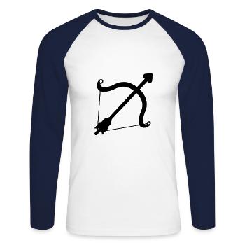 Pfeil und Bogen - Unisex Baseballshirt langarm - Weiß/Navy - Vorne - Nik (191cm)