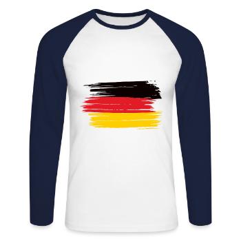 Allemagne drapeau Allemagne pays favori des fans - T-shirt baseball manches longues Homme - blanc/marine - Devant - Nik (191cm)