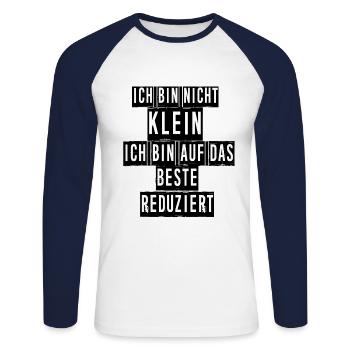 Ich bin nicht klein - Unisex Baseballshirt langarm - Weiß/Navy - Vorne - Nik (191cm)