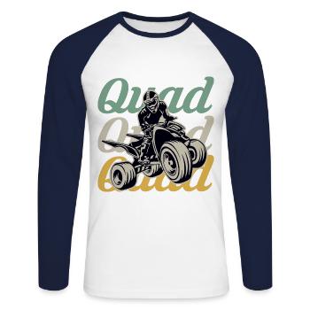 quad quad - T-shirt baseball manches longues Homme - blanc/marine - Devant - Nik (191cm)