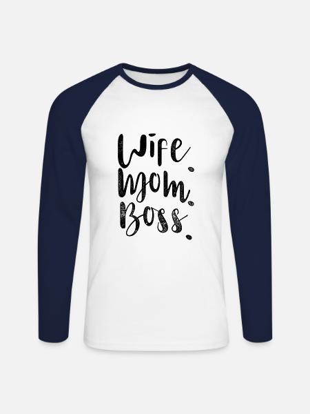Frau. Mutter. Chef. - Unisex Baseballshirt langarm - Weiß/Navy