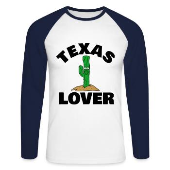 Amant du Texas - T-shirt baseball manches longues Homme - blanc/marine - Devant - Nik (191cm)