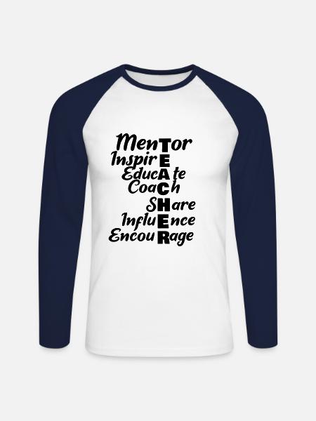Enseignant mentor - T-shirt baseball manches longues Homme - blanc/marine