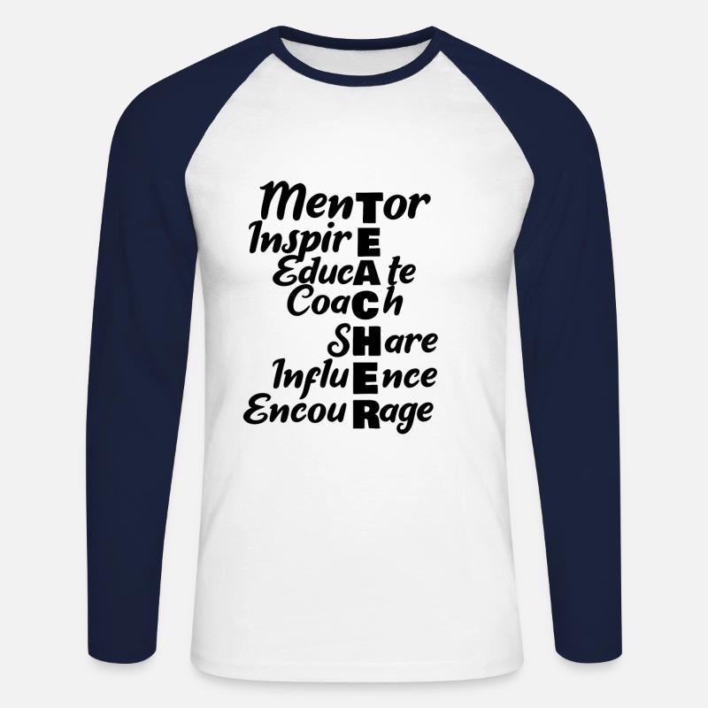 Teacher Mentor - Unisex Baseballshirt langarm - Weiß/Navy