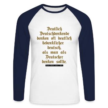 Deutsche Denker - Unisex Baseballshirt langarm - Weiß/Navy - Vorne - Nik (191cm)