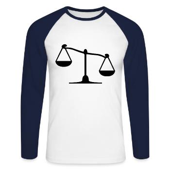 Libra - Unisex Long Sleeve Baseball T-Shirt - white/navy - Front - Nik (191cm)