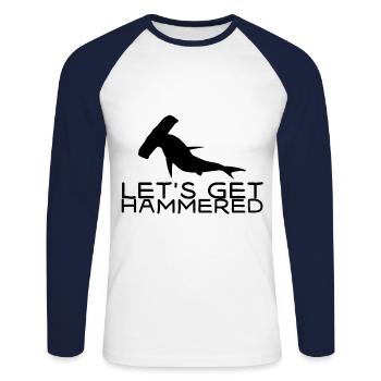 Laissez-vous pilonner - T-shirt baseball manches longues Homme - blanc/marine - Devant - Nik (191cm)