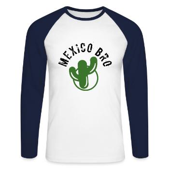 Mexico Bro - T-shirt baseball manches longues Homme - blanc/marine - Devant - Nik (191cm)