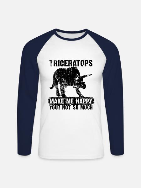 Triceratops - Unisex Long Sleeve Baseball T-Shirt - white/navy