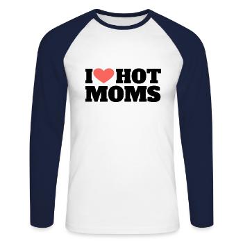 j'aime les mamans chaudes - T-shirt baseball manches longues Homme - blanc/marine - Devant - Nik (191cm)