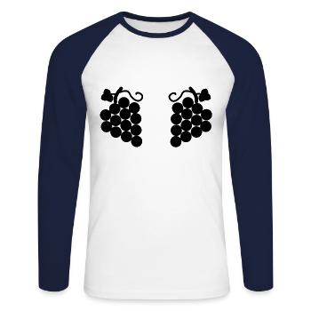 Grapes - Unisex Long Sleeve Baseball T-Shirt - white/navy - Front - Nik (191cm)
