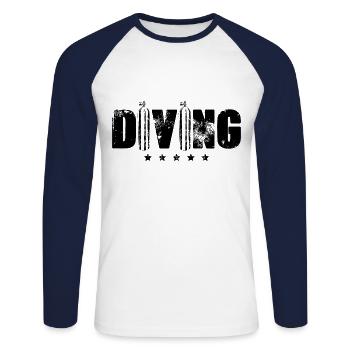 diving diving - Unisex Long Sleeve Baseball T-Shirt - white/navy - Front - Nik (191cm)