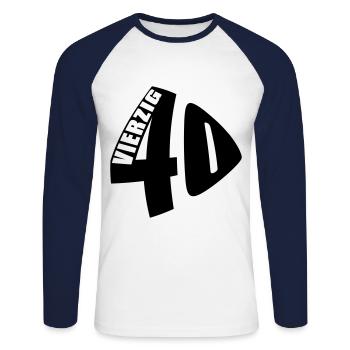 40. Geburtstag Vierzig - Unisex Baseballshirt langarm - Weiß/Navy - Vorne - Nik (191cm)