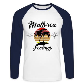Sentiments de Majorque - T-shirt baseball manches longues Homme - blanc/marine - Devant - Nik (191cm)