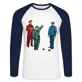 Lyonnaise Boulesport Gift - Unisex Long Sleeve Baseball T-Shirt - white/navy - Front - Nik (191cm)