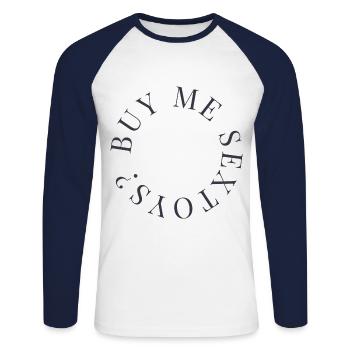 Sex Toy Dildo - Unisex Long Sleeve Baseball T-Shirt - white/navy - Front - Nik (191cm)