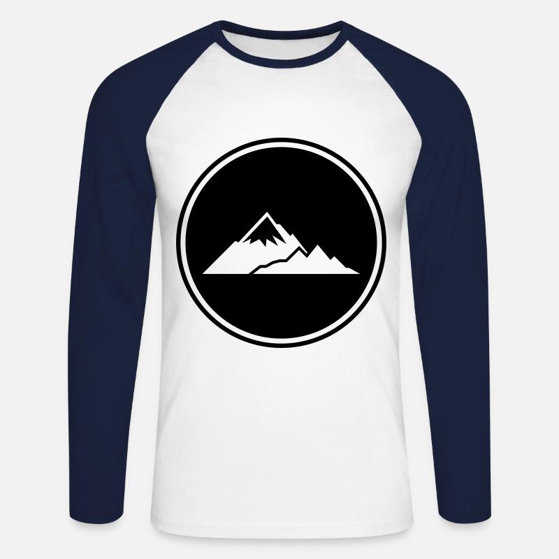 Berge Mountains Silhouette - Unisex Baseballshirt langarm - Weiß/Navy