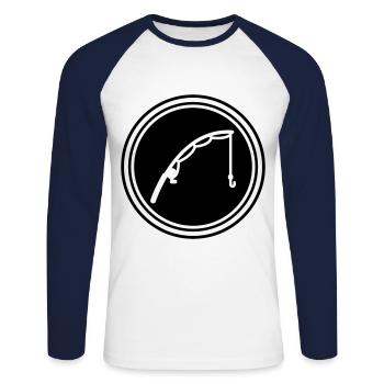 Icône de pêche à la canne à pêche - T-shirt baseball manches longues Homme - blanc/marine - Devant - Nik (191cm)
