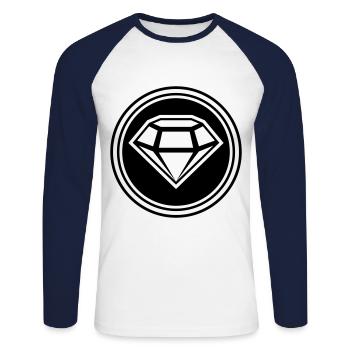 Silhouette de l’icône en diamant - T-shirt baseball manches longues Homme - blanc/marine - Devant - Nik (191cm)