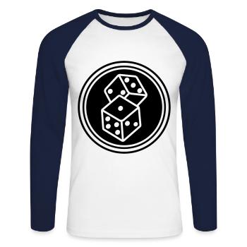 Symbole du casino Dice - T-shirt baseball manches longues Homme - blanc/marine - Devant - Nik (191cm)