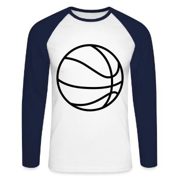 Basketball - Unisex Long Sleeve Baseball T-Shirt - white/navy - Front - Nik (191cm)