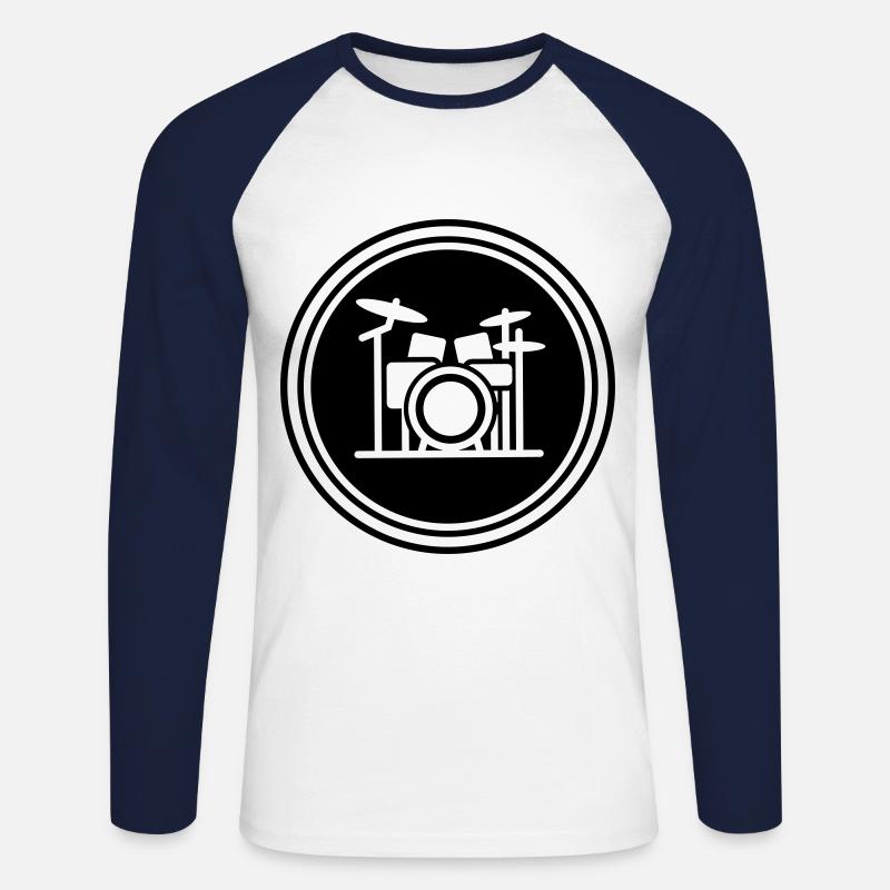 Schlagzeug - Unisex Baseballshirt langarm - Weiß/Navy