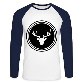 Deer Deer icon - Unisex Long Sleeve Baseball T-Shirt - white/navy - Front - Nik (191cm)