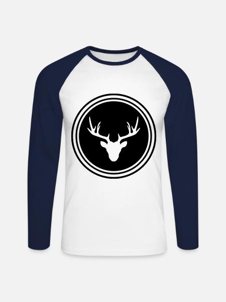 Icône Deer Deer - T-shirt baseball manches longues Homme - blanc/marine