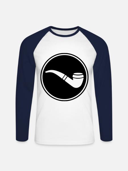 Fumer une pipe - T-shirt baseball manches longues Homme - blanc/marine
