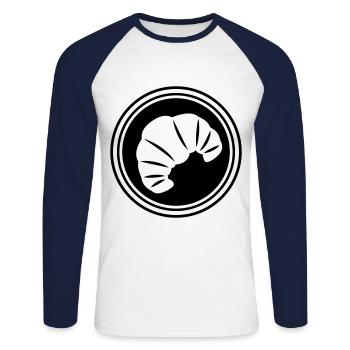 Icône croissant - T-shirt baseball manches longues Homme - blanc/marine - Devant - Nik (191cm)