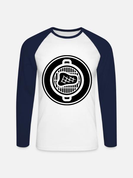 Steak Fleisch - Unisex Baseballshirt langarm - Weiß/Navy