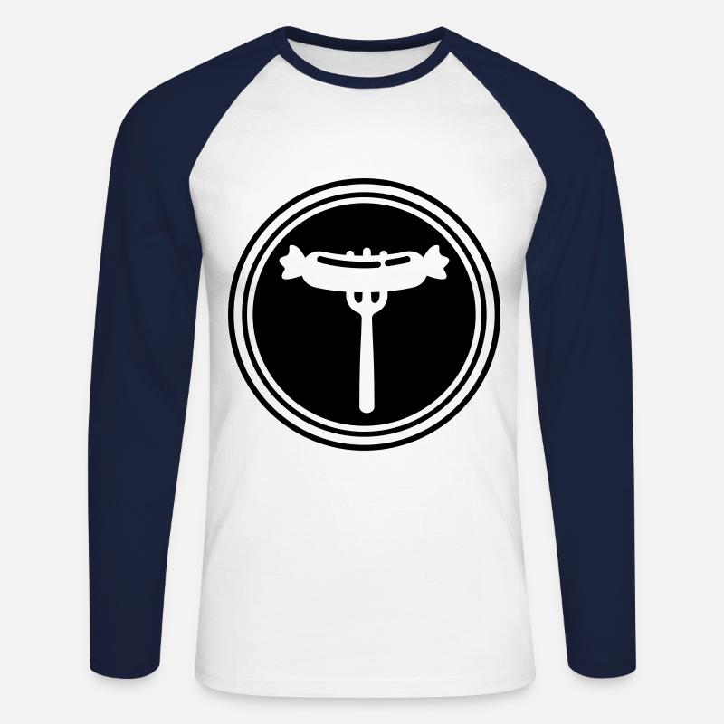 Bratwurst Fleisch icon - Unisex Baseballshirt langarm - Weiß/Navy