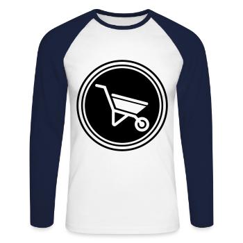 Schubkarre Symbol - Unisex Baseballshirt langarm - Weiß/Navy - Vorne - Nik (191cm)
