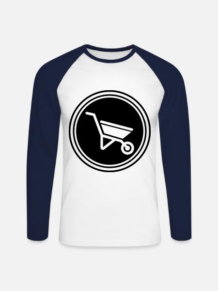 Wheelbarrow symbol - Unisex Long Sleeve Baseball T-Shirt - white/navy