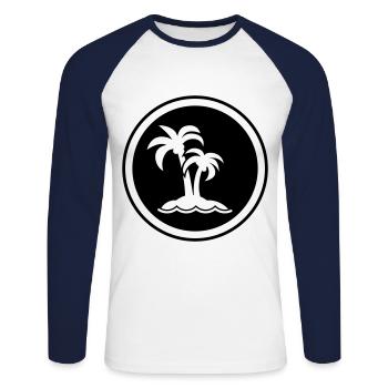 palm island symbol - Unisex Long Sleeve Baseball T-Shirt - white/navy - Front - Nik (191cm)