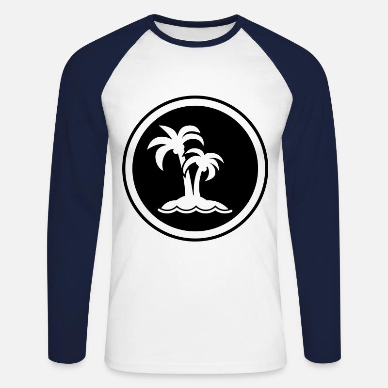 palme insel symbol - Unisex Baseballshirt langarm - Weiß/Navy