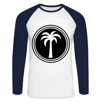 symbole de la paume - T-shirt baseball manches longues Homme - blanc/marine - Devant - Nik (191cm)